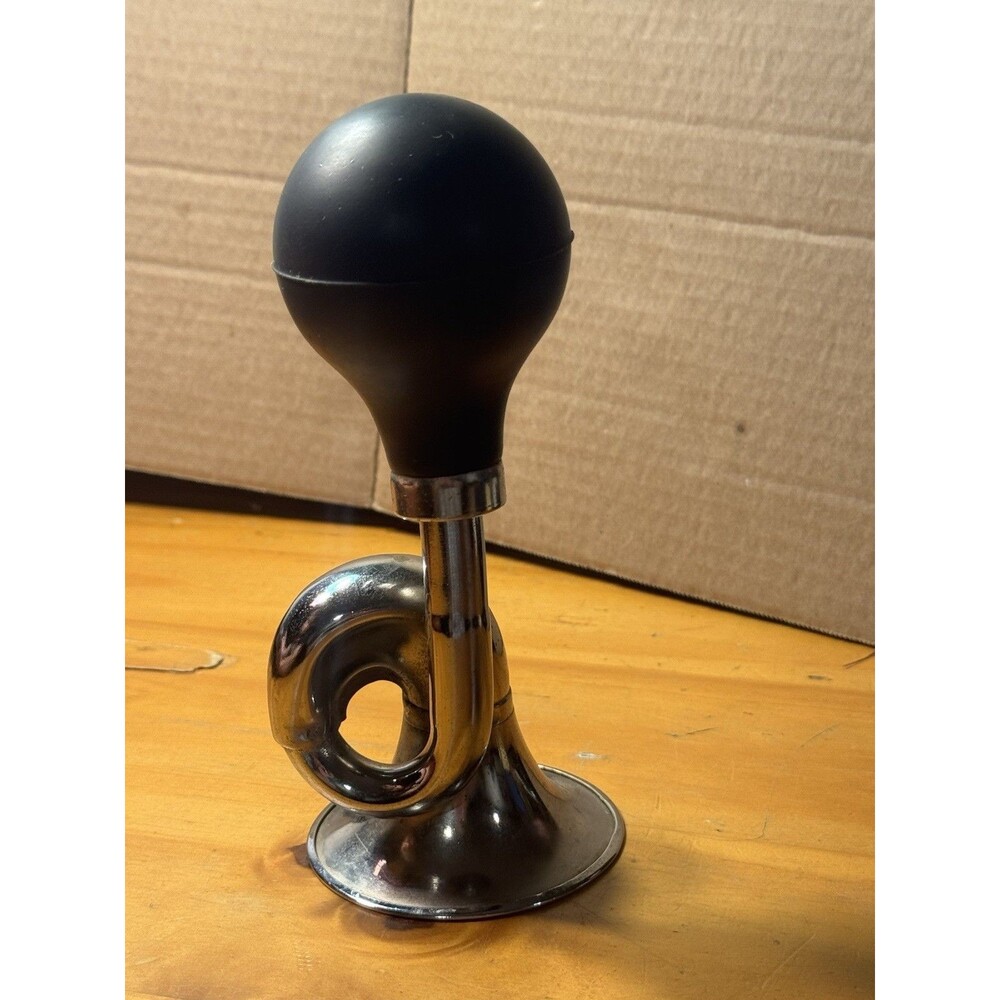 Vintage Curled Chrome Bicycle Horn Honk Works Loud